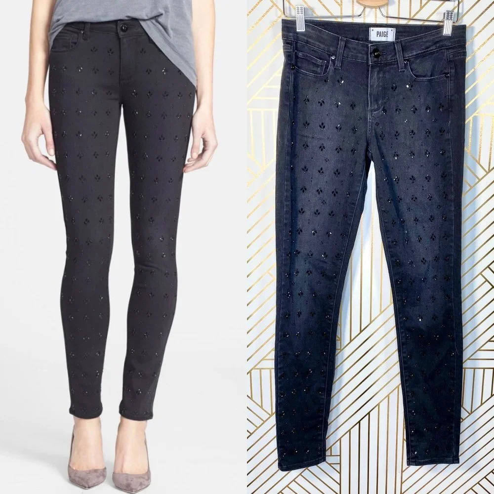 PAIGE Denim Verdugo Ultra Skinny‎ Jeans Embellished